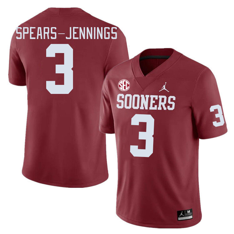 #3 Robert Spears-Jennings Oklahoma Sooners 2024 SEC Conference College Football Jerseys-Crimson